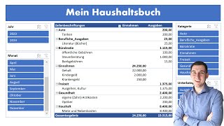 Excel Haushaltsbuch erstellen mit Kategorien  Excel Dashboard 📈📊 Vorlage kostenlos Anleitung [upl. by Nnayllas]