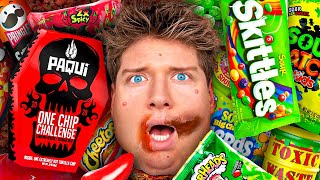 Escaping 100 Layers of Candy Spicy vs Sour vs Chocolate Eating EVERY Extreme Candy in 24 Hours [upl. by Celeste524]