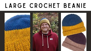 How to Crochet LARGE Beanie [upl. by Berte64]