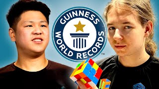 Worlds Fastest Speedcubers Go Head to Head  Guinness World Records [upl. by Nwahsear797]