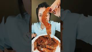 Spicy double pepper sauce shrimp asmr eating food eating deliciious spicy chilis asmreating [upl. by Teddman]