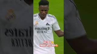 HATTRICK VINICIUS JR IS BACK 🥰🤍🖤💣vinicius realmadrid hatrick [upl. by Vergos774]