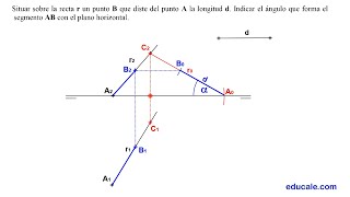 102  Situar un segmento de longitud d sobre una recta Indicar el ángulo con el plano horizontal [upl. by Vannie]