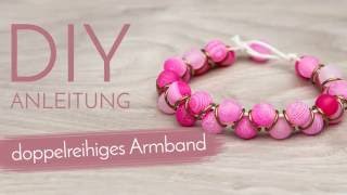 Schmuck machen mit Perlenladen Online  doppelreihiges Armband mit Achat Perlen [upl. by Rina906]