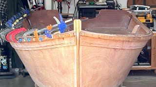 13 Peeler Skiff Build  Installing 5 layer gunwales timelapse video [upl. by Haskins389]