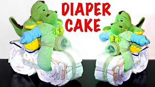 Baby Shower Idea  DIY Boys Motorcycle Diaper Cake  How to make a Diaper Cake [upl. by Nauq780]