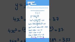 Quadratic Simultaneous Equations maths gcse algebra solve revision simultaneousequations [upl. by Dnomder528]