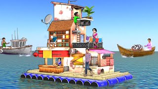 Plastic Drums Barrel Boat Raft Two Storey House Desi Jugad Hindi Kahaniya Hindi Moral Stories [upl. by Neeliak791]