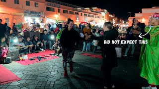 Dancing Salsa to Gnaoua Music  Plaza Jemma El Fna  Marrakesh Morocco [upl. by Accebber51]