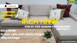 IKEA KIVIK 4Seat Sofa With Chaise Longue  Assembly guide and Tips [upl. by Iffar42]