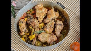 Coniglio alla cacciatora con olive verdi  Ricette che Passione [upl. by Ahcim50]