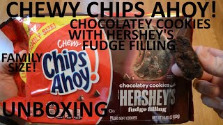 Unboxing Chips Ahoy Chewy Chocolatey Cookies With Hersheys Fudge Filling Family Size [upl. by Friday]