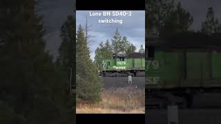 A lone EX BN SD402 switching in Rathdrum ID bnsf [upl. by Annauqahs]