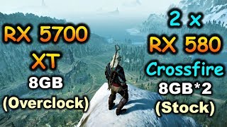 RX 5700 XT OC vs RX 580 Crossfire in PC Gameplay Benchmark Test [upl. by Ecirp]