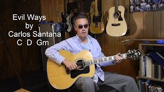 Evil Ways with lyricschords to PlaySing Along  Santana Acoustic Cover  P60 [upl. by Einnij662]