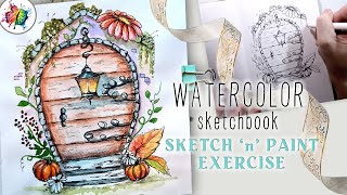 Watercolor Sketchbook Autumn Fairy Doors  sketchnpaint with Mary [upl. by Adiell]