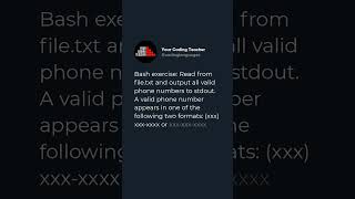 Bash exercise Read from filetxt and output all valid phone numbers to stdout A valid phone nu [upl. by Yannodrahc]
