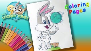 Bugs Bunny with a ball Coloring page for Kids LearnColors With Baby Looney Tunes [upl. by Airdnek]