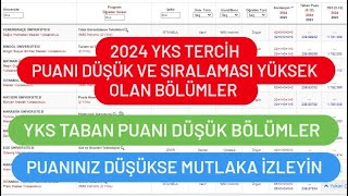 2024 YKS TERCÄ°H PUANI DÃœÅÃœK BÃ–LÃœMLER  2024 YKS SIRALAMASI YÃœKSEK BÃ–LÃœMLER [upl. by Merwin]