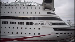 Sweden Stockholm leaving Viking Line cruise ship MS Cinderella 2X escalator 1X elevator [upl. by Llerut]