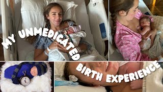 MY UNMEDICATED BIRTH EXPERIENCE  VLOG glimpses of labor  story time [upl. by Lleral]