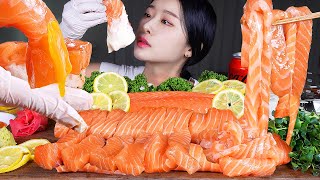 ASMR MUKBANG  통연어 내맘대로 썰어먹기 ★ 연어국수 연어초밥 연어회 먹방 WHOLE RAW SALMON 🐟 SALMON NOODLES SUSHI SASHIMI [upl. by Alverta]