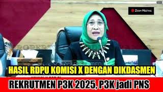 P3K JADI PNS  HASIL RDPU KOMISI X DENGAN KEMENDIKDASMEN [upl. by Reaht888]