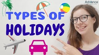 Types of Holidays  English Vocabulary [upl. by Anide]