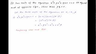 Show that pq  r if two roots of x3  px2  qx  r  0 be equal and of opposite sign [upl. by Juni]