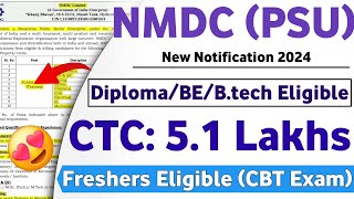 NMDC Recruitment 2024  Freshers  CTC 51 Lakhs  NMDC job Vacancy 2024  NMDC JOT  NMDC Vacancy [upl. by Llednik]