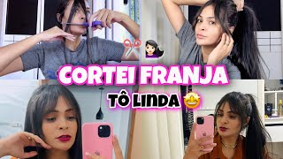 ✂️ COMO CORTAR FRANJA SOZINHA EM CASA 🥰 CURTAIN BANGS TENDÊNCIA 2024  visual novo para ano novo [upl. by Sisely]