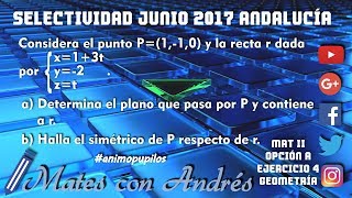 Selectividad Pau Andalucía Junio 2017 Matemáticas II – Geometría en el espacio [upl. by Thane]