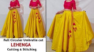 How To Convert Old Saree into Lehenga  Full Circular Umbrella cut Lehenga skirt cutting amp stitching [upl. by Pru]