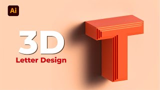 Creating a 3D Letter T Design in Illustrator  EASY TUTORIAL  3d text illustrator [upl. by Giverin]