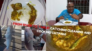 FROM RIVER TO TABLE CATCHING CLEANING AND COOKING CATFISH [upl. by Adliw701]