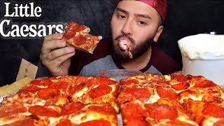 I’m back DEEP DISH PIZZA MUKBANG • Little Caesars [upl. by Isnam]