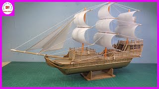 How to make a boat models with cardboard 3  Sailboat  Do It Yourself [upl. by Huff]