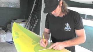 Amazing Surfboard Painting with Tape Cutout and Spray Paint by Drew Brophy [upl. by Anaihs671]