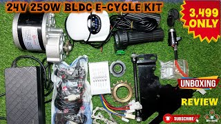 E Cycle Conversation Kit 24v BLDC Gear Motor for Electric Cycle and scooty Bike Unboxing and Review [upl. by Yras]