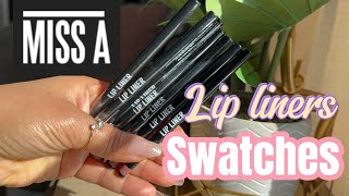 AOA 💜 RETRACTABLE WONDER LIP LINER Swatches SHOP MISS A [upl. by Rozek]