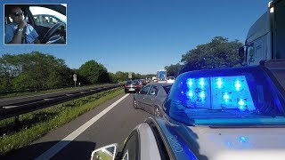 Einsatzfahrt der Autobahnpolizei  durch Rettungsgasse zum Unfall  Polizei kommentiert  POV GoPro [upl. by Aisayt]