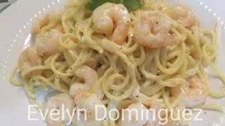 Pasta con Camarones en Salsa Alfredo hecha en casa [upl. by Ainad]