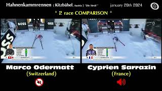 SKI DOWNHILL RACE COMPARISON on the Kitzbühel Streif 2024 Cyprien Sarrazin vs Marco Odermatt [upl. by Wetzel]