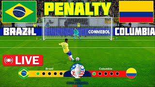 🔴LIVE PENALTY  BRAZIL vs COLOMBIA I COPA AMERICA 2024 I LIVE FOOTBALL MATCH eFootball Pes21 [upl. by Placidia416]