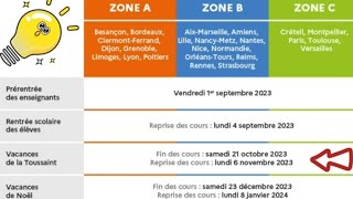 Le calendrier des vacances en France pour lannée scolaire 20232024 [upl. by Combes]