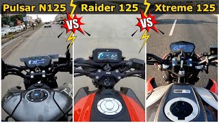 125CC Bike Comparison Video  Bajaj Pulsar N125 vs TVS Raider 125 vs Hero Xtreme 125R [upl. by Fachanan785]