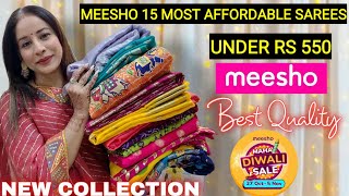 😯Meesho Diwali Special Saree Haul 550😯Embroidery amp Sequence Special Saree Haul meesho haul [upl. by Abe]