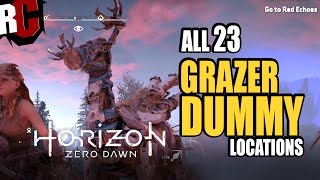 Horizon Zero Dawn  All Grazer Dummy Locations Downed 23 Grazer dummies Trophy Guide [upl. by Gnex523]