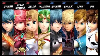 Byleth and Pyra  Mythra and Zelda and Palutena VS Byleth and Shulk and Link and Pit Smash Ultimate [upl. by Salaidh]