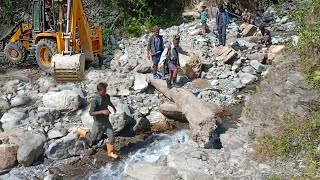 Mountain Village Road Bridging Temporarily Across Stream RiverConnecting Two Villages [upl. by Karub]